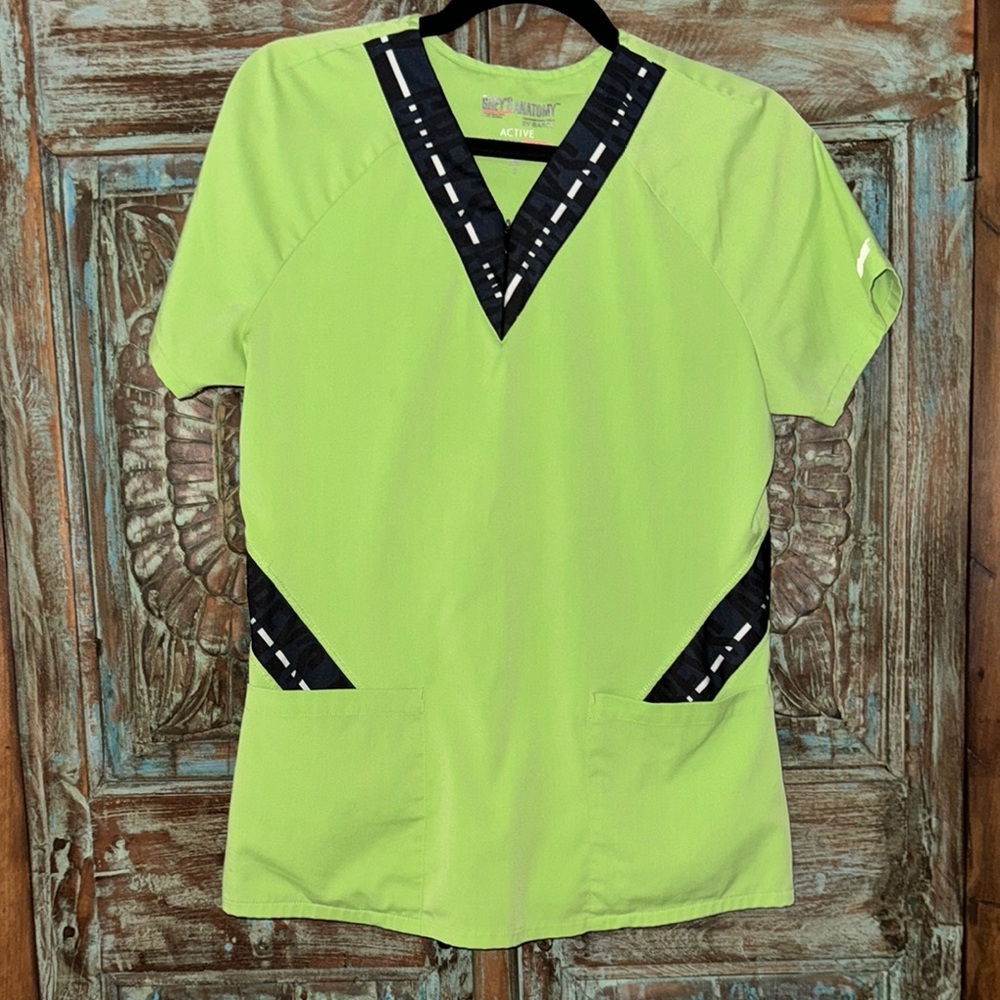 Grey's Anatomy Lime Green and Black Women's Top